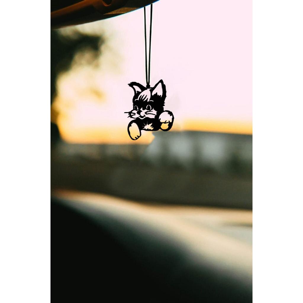 Металлический мотив с крошечным котом, украшение для зеркала заднего вида, автоаксессуар, автомобильный орнамент