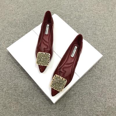 Модные женские туфли-лодочки с острым носком, лето 2025, женская обувь, туфли на мягкой подошве, модная пряжка со стразами, всесезонные одинарные туфли