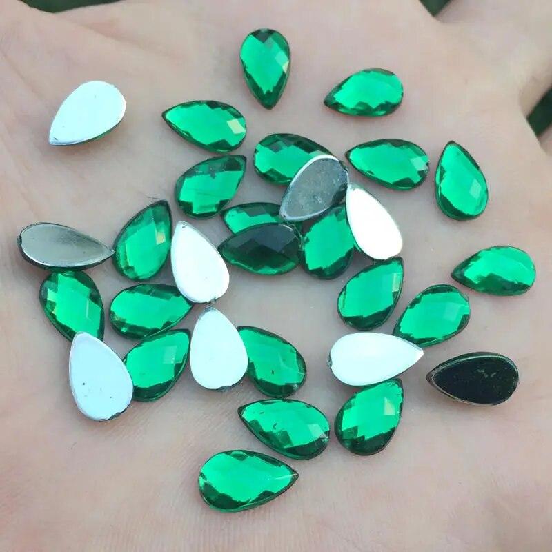 80 шт. 6*10 мм стразы с плоской задней частью, акриловые драгоценные камни, хрустальные камни, не швейные бусины для одежды своими руками-HB00