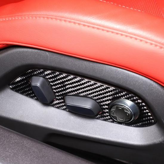 Carbon Fiber Car Seat Adjustment Button Trim Sticker For Corvette C8 Z51 -25