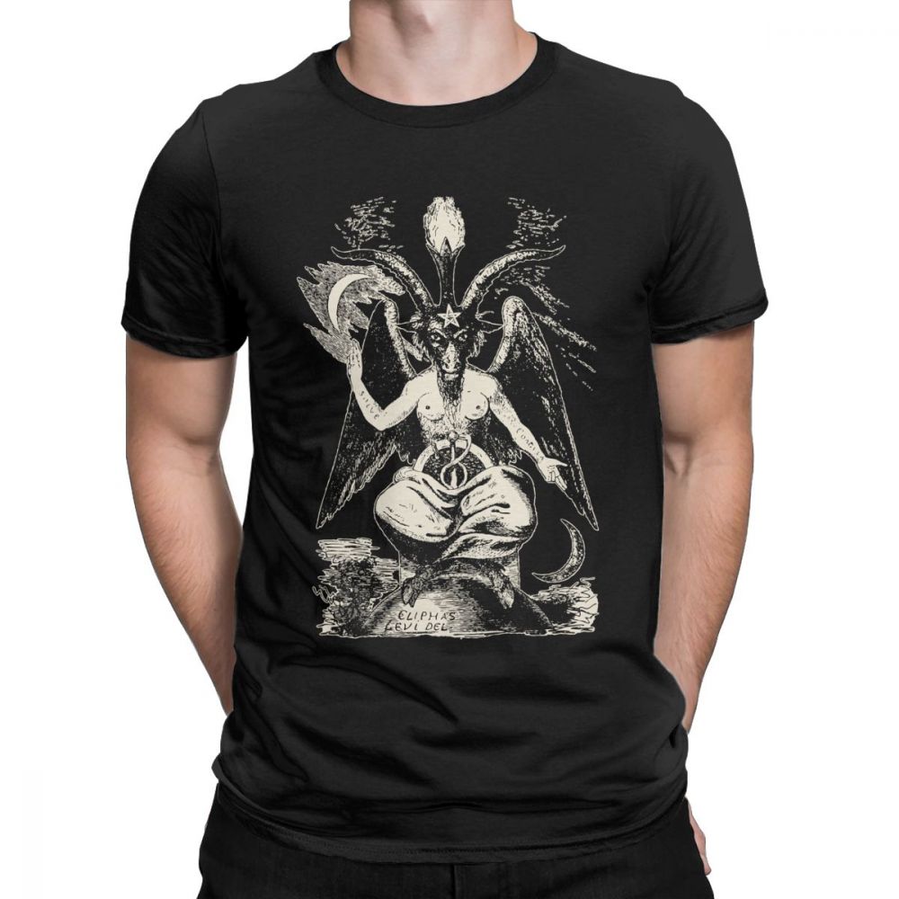 Unisex TShirts Baphomet Vintage Cotton Tee Shirt Camiseta Devil Lucifer Demon Teufel T Shirts Harajuku Tops Graphic D Printed