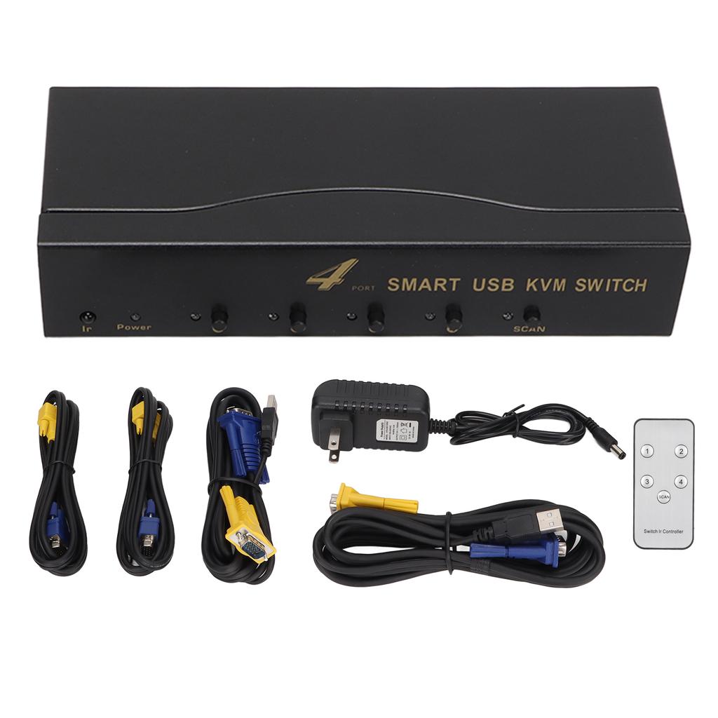 KVM-переключатель VGA Разрешение 1920 X 1440 2 режима переключения 4 USB-разъема Переключатель VGA Вилка 100‑240 В США