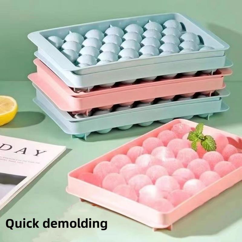 33 Cavity Ice Boll Cube Trays For Freezer Ice Ball Maker Mold Mini Ball Ice Cube Mold with Lid Making PC for Cocktail Whiskey