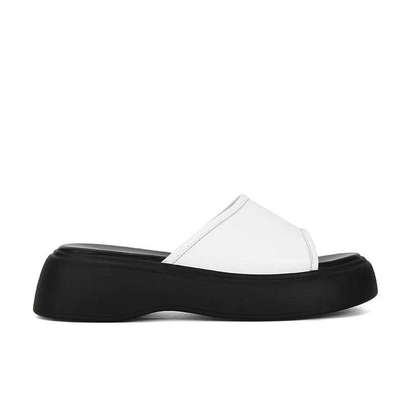 Найди второй волосок! Модная универсальная новая корейская версия из телячьей кожи с повседневными шлепанцами на платформе женские сандалии для улицы