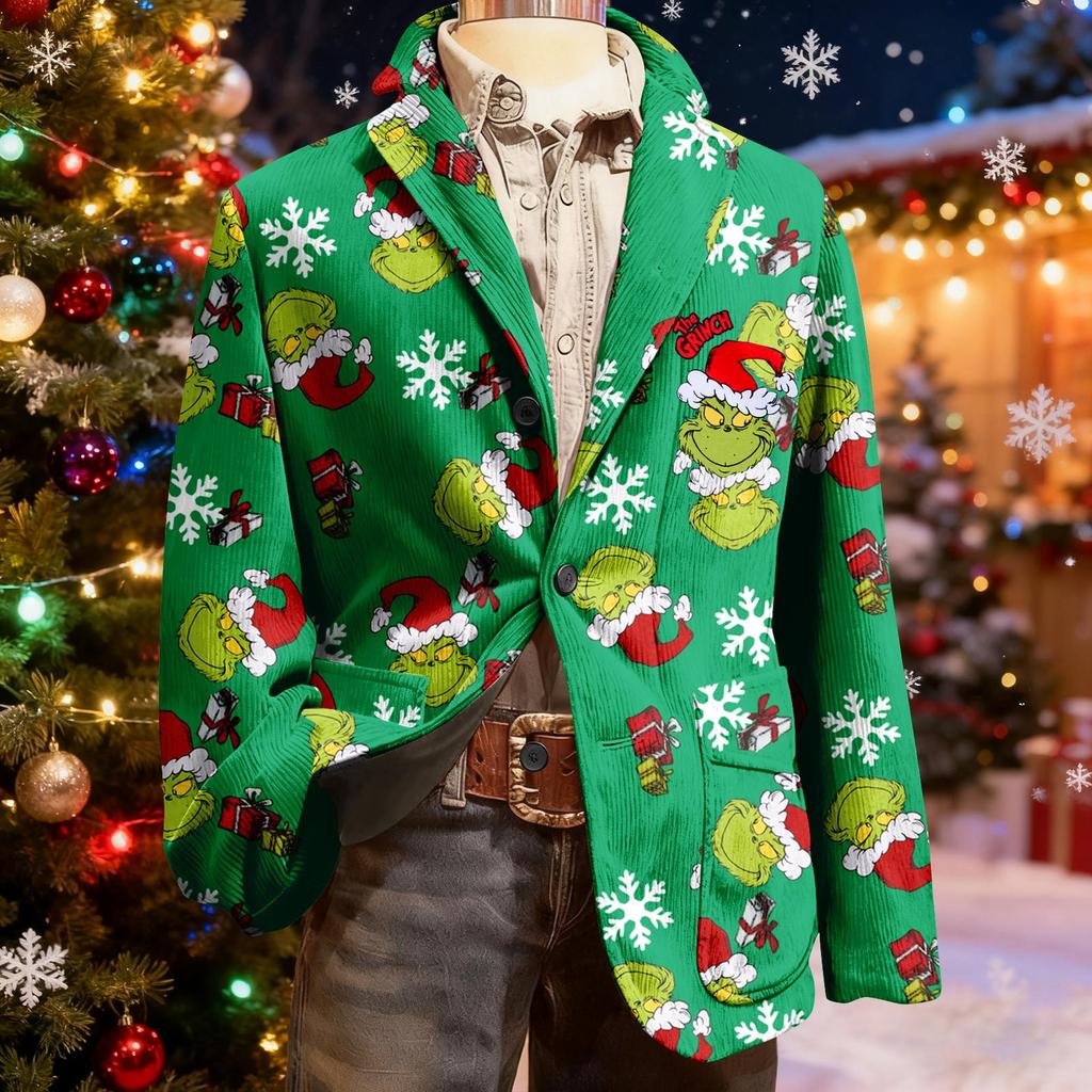 Мужской уродливый рождественский вельветовый теплый карманный пиджак-кардиган, мужской повседневный костюм