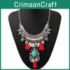 Ethnic Style Simulation Gemstone Decoration Women Necklace With Tassel Design For Art Lovers