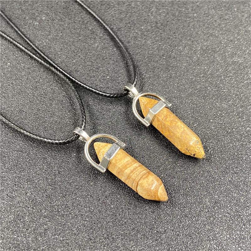 Подвеска-пуля из агата и кулон с двойным острием из розового кварца