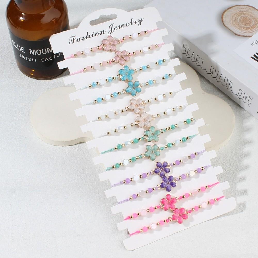 12Pcs/Set Flower Butterfly Starfish Turtle Beads Bohemian Woven Bracelets Hand Chains Party Jewelry