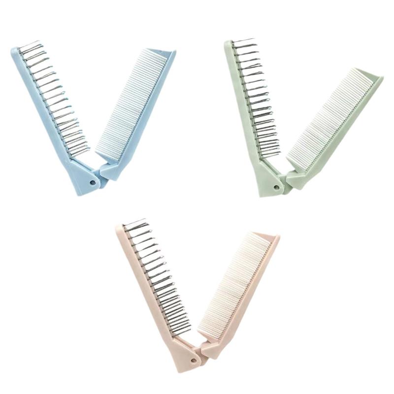 Двухфункциональная складная дорожная расческа, антистатический инструмент для кудрявых волос, мягкие зубчики для распутывания, портативная для девочек, принадлежности для укладки волос