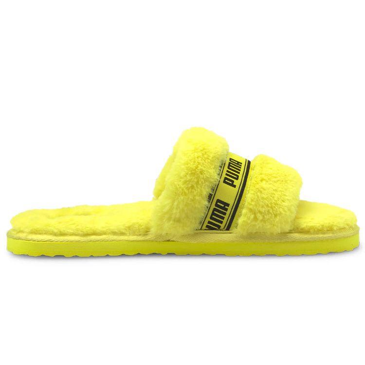 Puma Fluff Slide Fluo Yellow Women Sneakers Black 384937-04