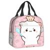 Mochi Cat Chef Peach Insulated Lunch Bag for Outdoor Picnic Peach And Goma Resuable Thermal Cooler Lunch Box Women Children
