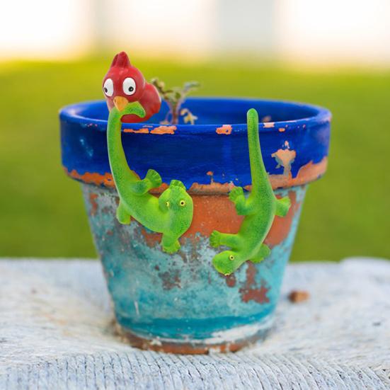 Yousheng 2 шт. Кашпо Статуэтка геккона Подвесная Фигурка лазающей ящерицы Подвеска для цветочного горшка Декорация Смола Геккон для офиса Цветочный горшок Уличное растение