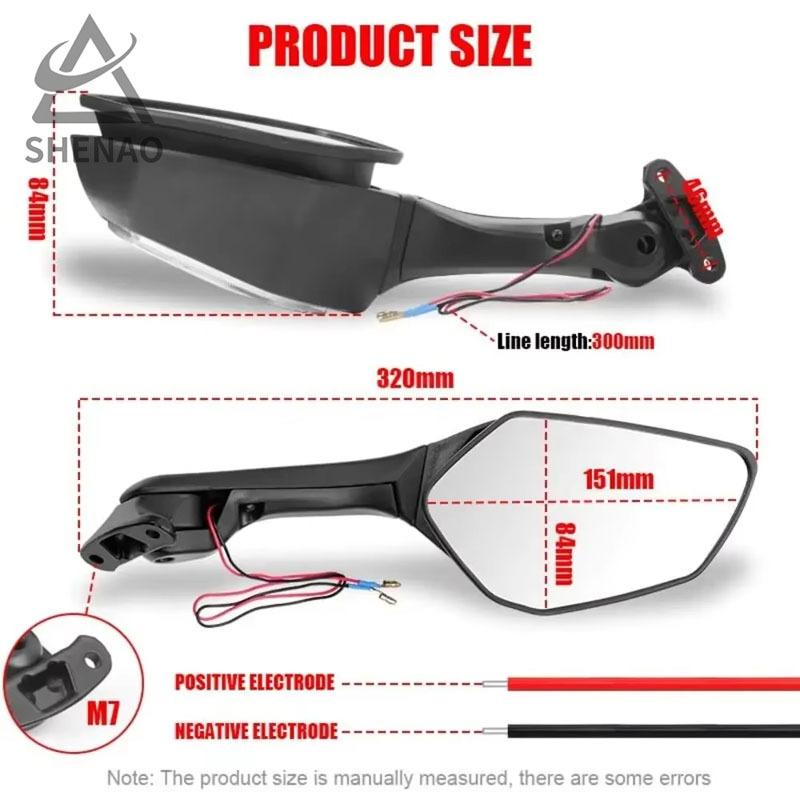 Motorcycle LED Rearview MIrror with LED Turn Signal Light Side Mirrors For Ninja ZX 10R ZX-10R 2011-2015 2016-2020 H2 2014-2015