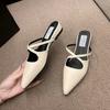 2025 Summer New Low Heel Slippers Close Toe Outdoor Mules Casual Pumps Street Style Woman Sandals Slip On Half Slippers Loafers