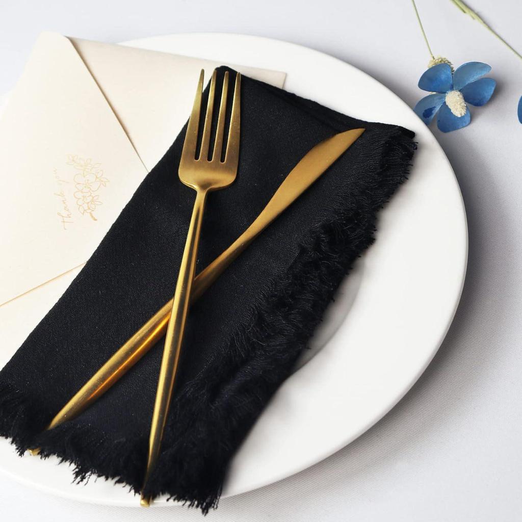 Sub-Cotton Linen Napkin with Tassels for Elegant Dining & Photography Decor
