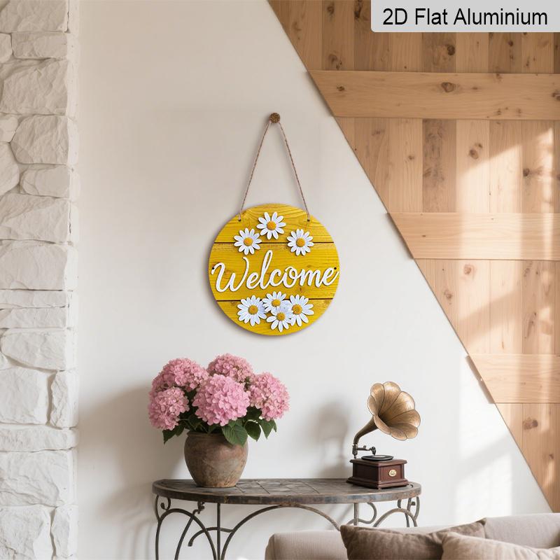 2D Flat 1pc Aluminum Decorative Daisy-Style Wall Hanging 7.87 inches × 7.87 inches Ideal for gardens, farmhouses, streets, shops, bars, cafes, family