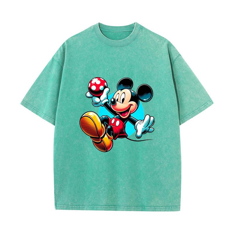 SX-13 MINISO 2026 Summer Vintage Wash Printed Pure Cotton Shoulder Style Men's and Women's Round Neck Short Sleeved Couple T-shirt