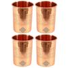 Copper Water Glasses with Embossed Design, Drinkware & Serveware, Ayurvedic Health Benefits, 300 Ml Capacity, Set of 4