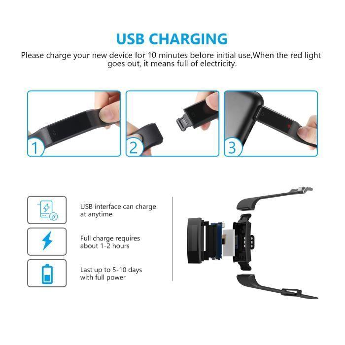 Savfy Bracelet Connecté Cardio Intelligent Montre Sport Fitness Tracker Podomètre Calories Sommeil Fréquence Cardiaque - Noir