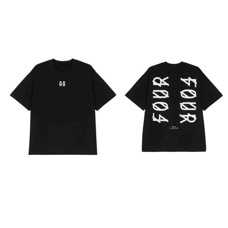 2026 44 Группа этикеток Хлопковая футболка в стиле Хип-хоп Унисекс Уличная одежда Короткий рукав Круглый вырез Принт Повседневная Дышащая Модная футболка для взрослых