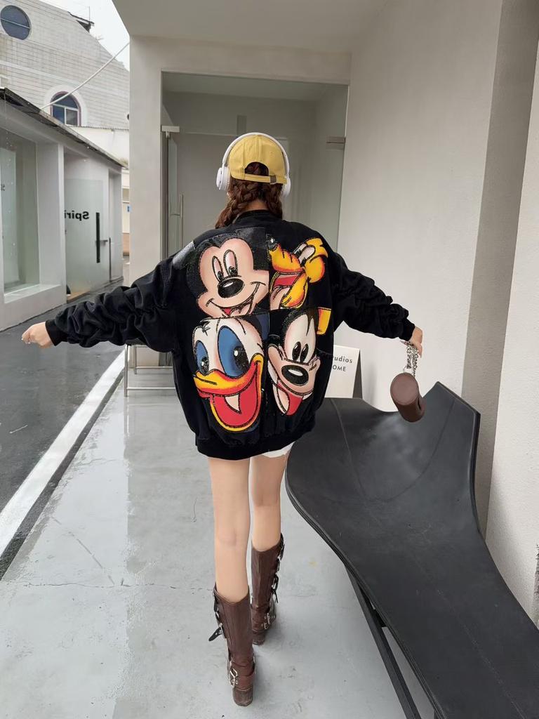 Европейский модный бренд Mickey Sigongge женская весенняя свободная универсальная куртка-бомбер топ