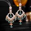 Cubic Zirconia Colorful Tassel Water Eardrop For Women Design Statement Wedding Jewelry Luxury Pendant Earring 925 Silver Needle
