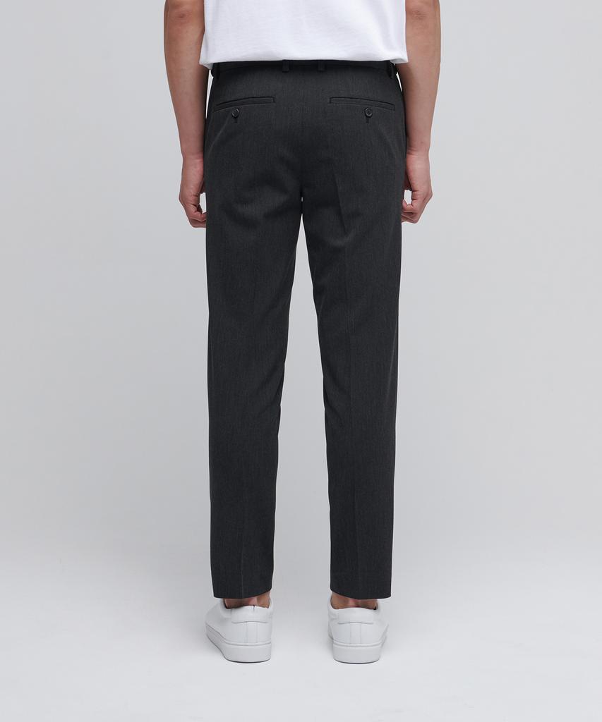 MUSINSA STANDARD Skinny Hidden Elastic Waist Crop Slacks [Charcoal Gray]