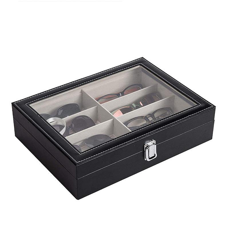 PU Leather 8-Bit Glasses Case Storage Display Box