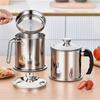 1.4L Oil Strainer Pot Fine Mesh Fast Filtering with Lid Stainless Steel Frying Bacon Fat Oil Storage Container Kitchen Supplies