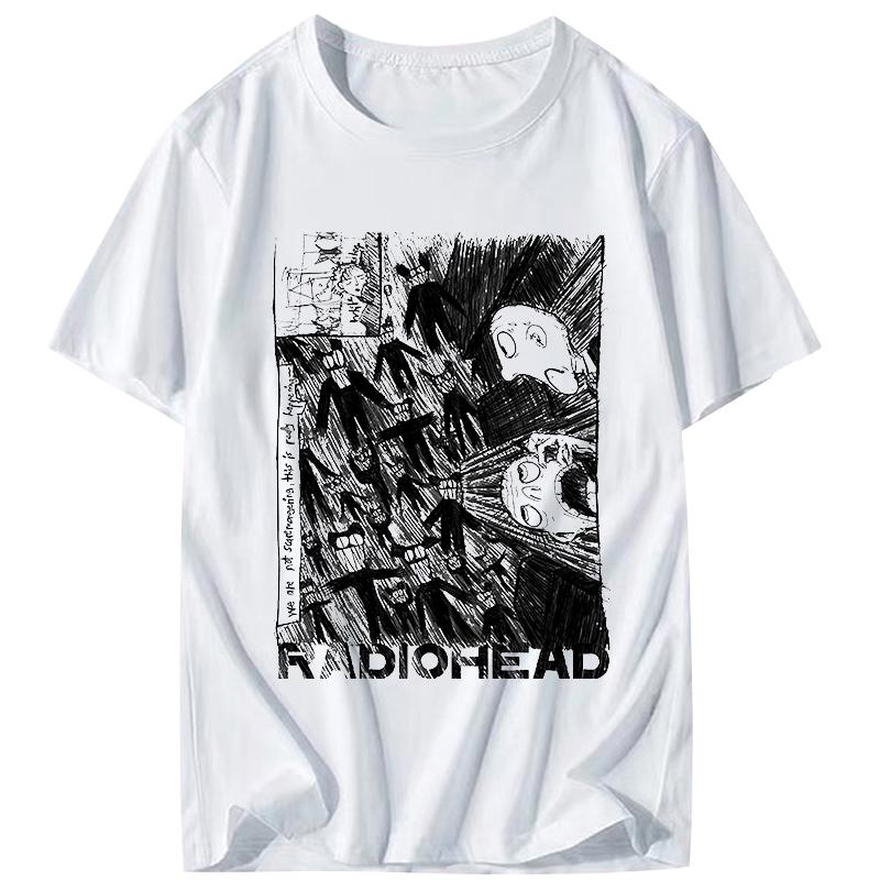 Винтажная футболка Radiohead Мужская Мода Рок-группа женская футболка Футболка Мальчиковая Футболки топ Короткий рукав Camisetas Мужская одежда