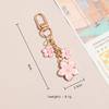 Alloy Cherry Blossom Keychain Enamel Coating Pearl Drop Keyring Lovely Flower Key Holder  Daily Use
