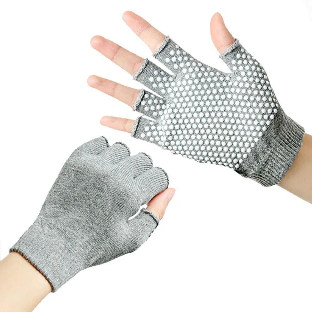 1Pair Unisex Women Men Yoga Gloves Indoor Dance Fitness Training Warm Half-finger Gloves Pilates Anti-slip Open-fingered Gloves