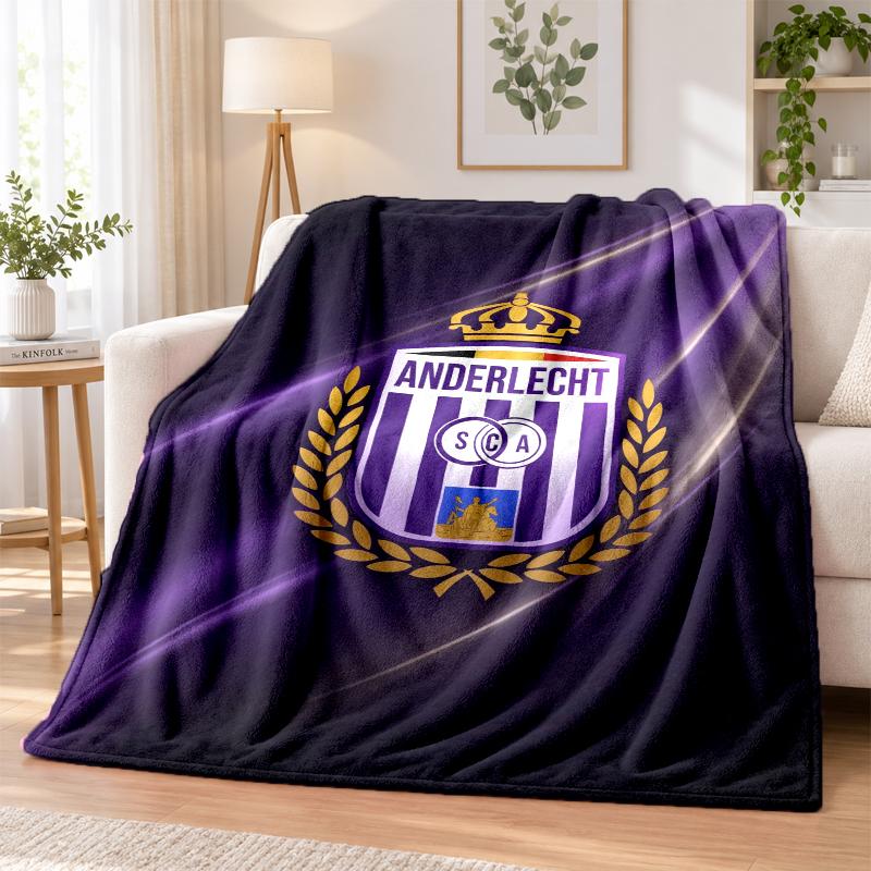 Anderlecht FC Printed Flannel Blanket Warm Comfort Bed Throw For Indoor Home Decoration