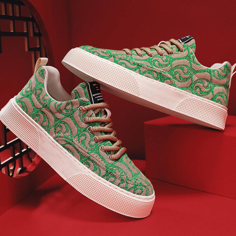 Мужская повседневная обувь, дышащие кроссовки для ходьбы, обувь на платформе со шнуровкой, мужская обувь для скейтбординга, красные, зеленые, Zapatillas Hombre