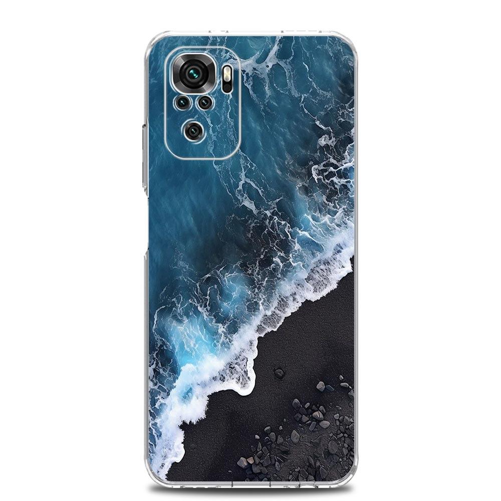 Чехол для телефона для Xiaomi Redmi Note 15 14 13 12 4G 10 11 Pro Plus 5G 14C 13C 12C 10C Прозрачный Мягкий ТПУ Чехол Синее Море Океанские Волны