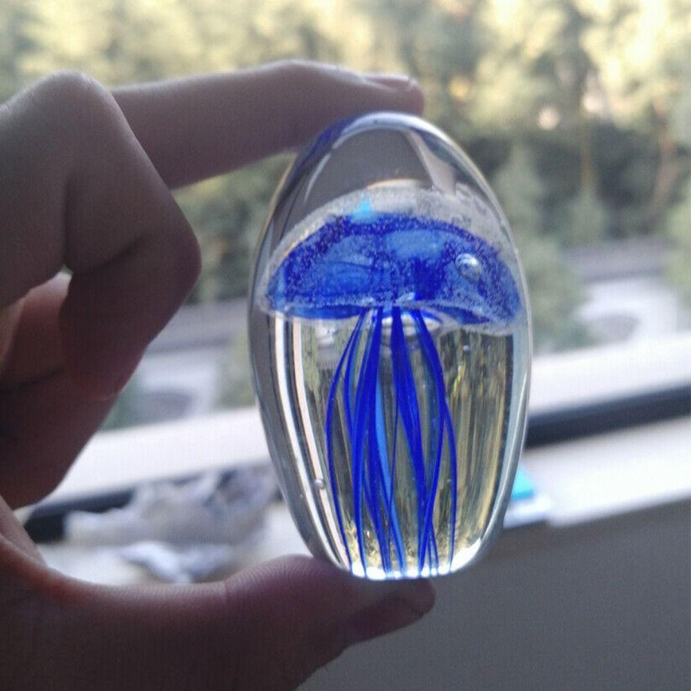 Craft Jellyfish Figurines Crystal Glass Craft Paperweight Table Ornaments Table Top Decor