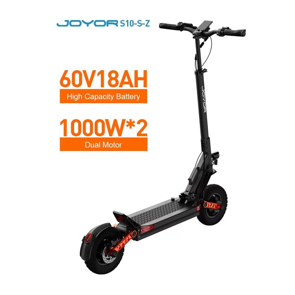 JOYOR S10-S-Z Dual 1000W Motor Electric Scooter 60V 18Ah Battery 10" Off-Road Tires 75km Range Hydraulic Suspension Brake Foldable E-Scooter