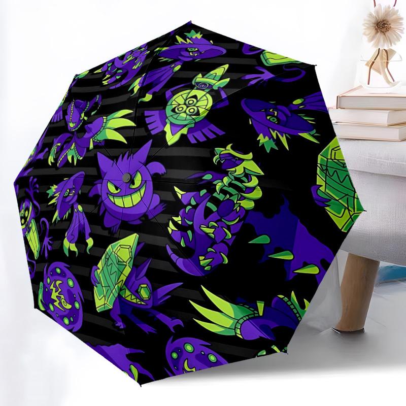1pc pokemon-pattern Automatic Open/Close Umbrella - Compact Travel Umbrella with 8-Rib Durable Frame, Lightweight & Portable for Commuting, Fashionabl
