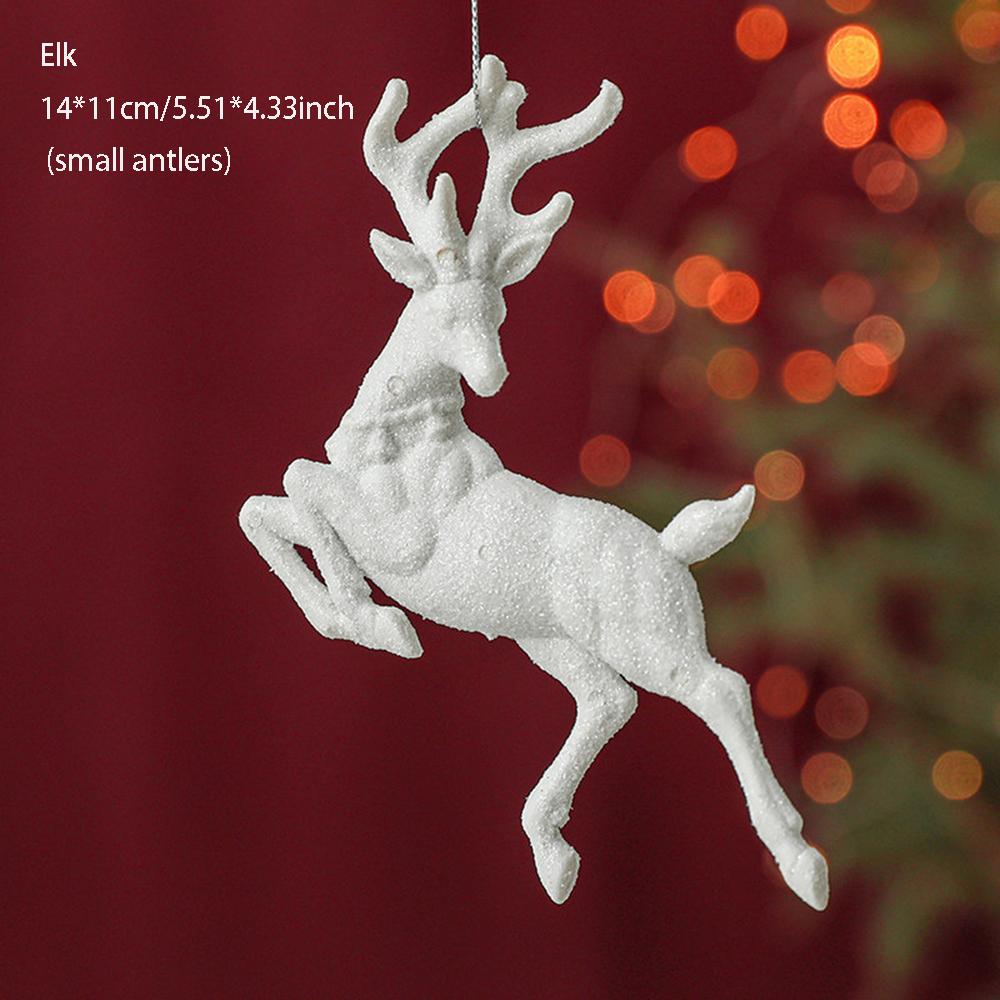 New Christmas Tree Decorations Pendant Xmas Tree White Elk Snowflake Ornaments Home Hanging Decoration 2025 New Year Party Decor
