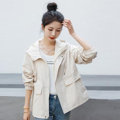 Женское короткое пальто весна и осень новое свободное и тонкое популярная взрывная версия маленькая весенняя куртка тренч