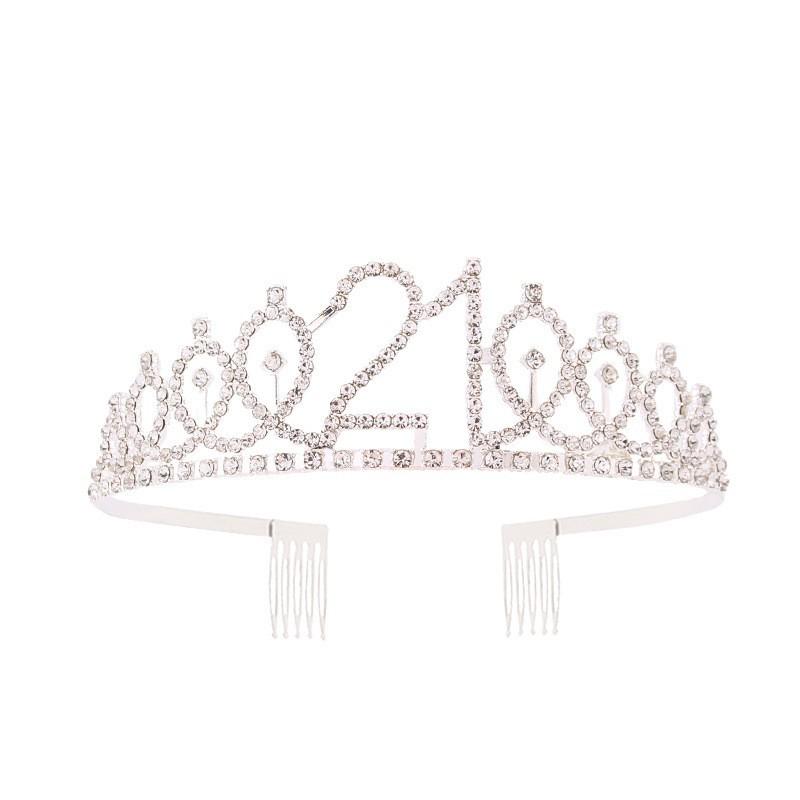 Корона с цифрой на первый день рождения, повязка на голову с водными бриллиантами, аксессуар для волос-шар, противоскользящая, украшение для торта, сплавная повязка для волос