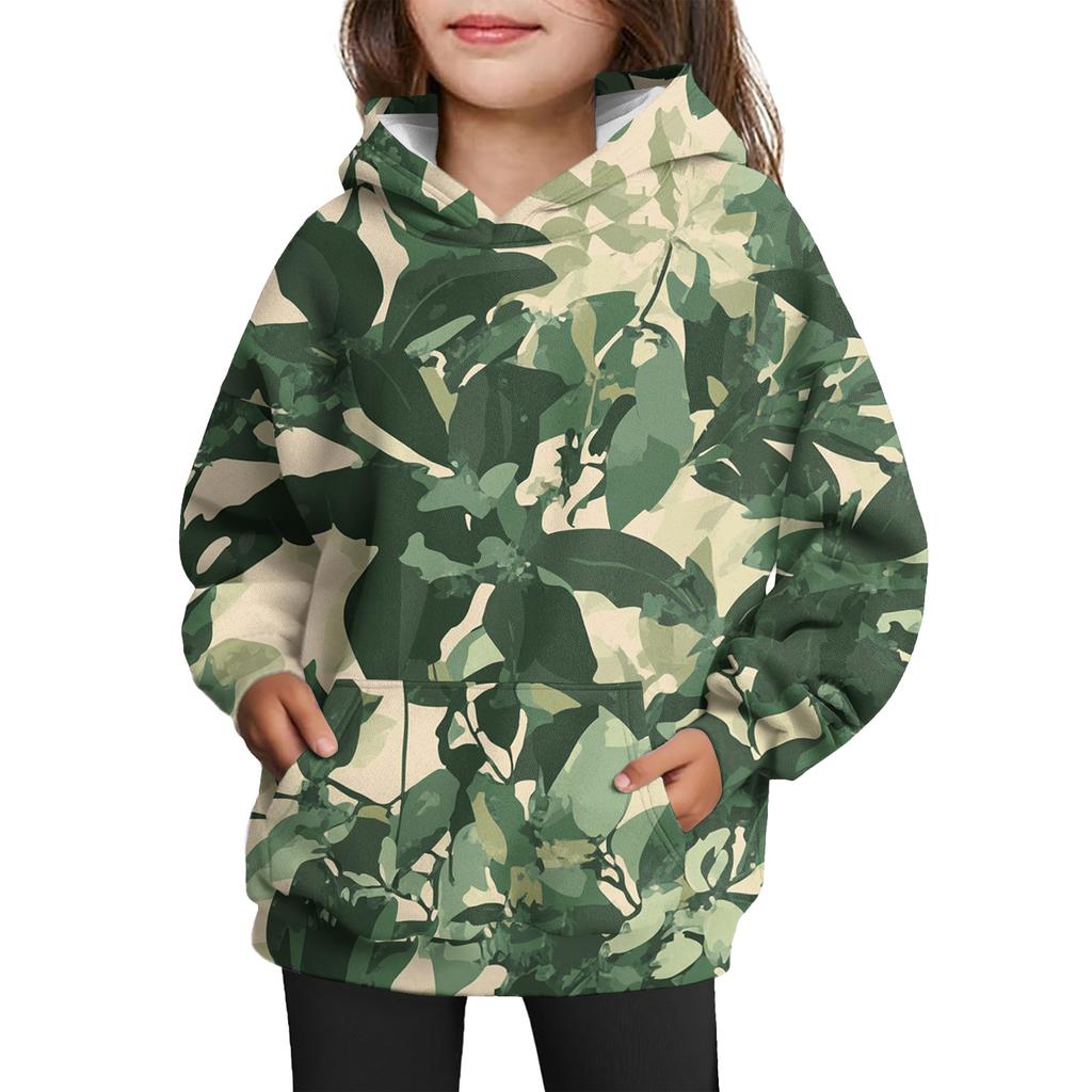 Girls' Hooded Tie- Sweatshirt - Pullover Print Top
