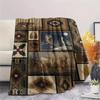 1PC Patchwork style Print FlAannel Blanket, High quality Comfortable for All Seasons, Home Decor, Warmth and Comfort