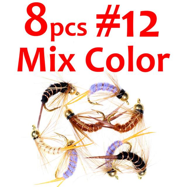 Kylebooker 8 шт. #12 #14 латунная золотая голова форель хариус рыболовные мухи мокрая муха из бисера голова сумасшедший черный психопат принц нимфа