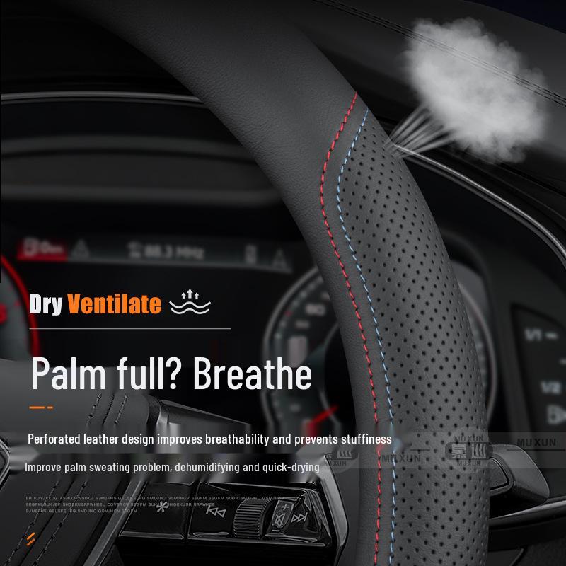 Lincoln MKX Premium Steering Wheel Cover 2009-2018, Four-Wheel Drive, Easy Install, No Hand-Sewing Needed.