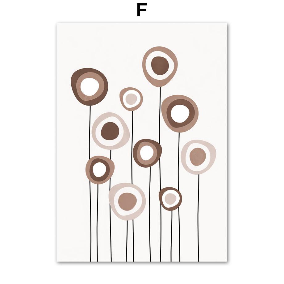 Бежевый Озерная Ферма Лодка Одуванчик Бохо Абстрактные Линии Плакаты И Принты Холст Искусство Настенное Украшение Дома Картины Для Гостиной