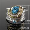 Accessories, Creative Ethnic Style With Blue Rhinestone Zircon Ring, Fashionable Women'S Ring