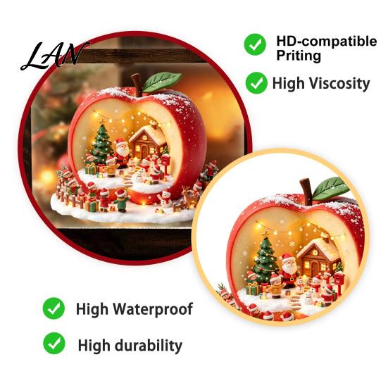 Festive Window Murals for Holidays Christmas Static Clings, Apple House Santa Claus Stickers, Waterproof Gift Ideas Party PVC Glass Decals Holiday