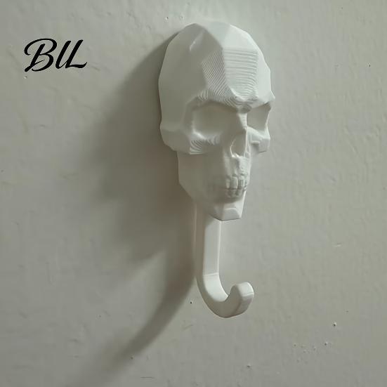 Creative Towel Hook 2Pcs 3D Printed Skull Wall Hook, Gothic Dark Mounted Hanger, Geometric Personalized Pendant Key Hat Storage for Bathroom Entryway