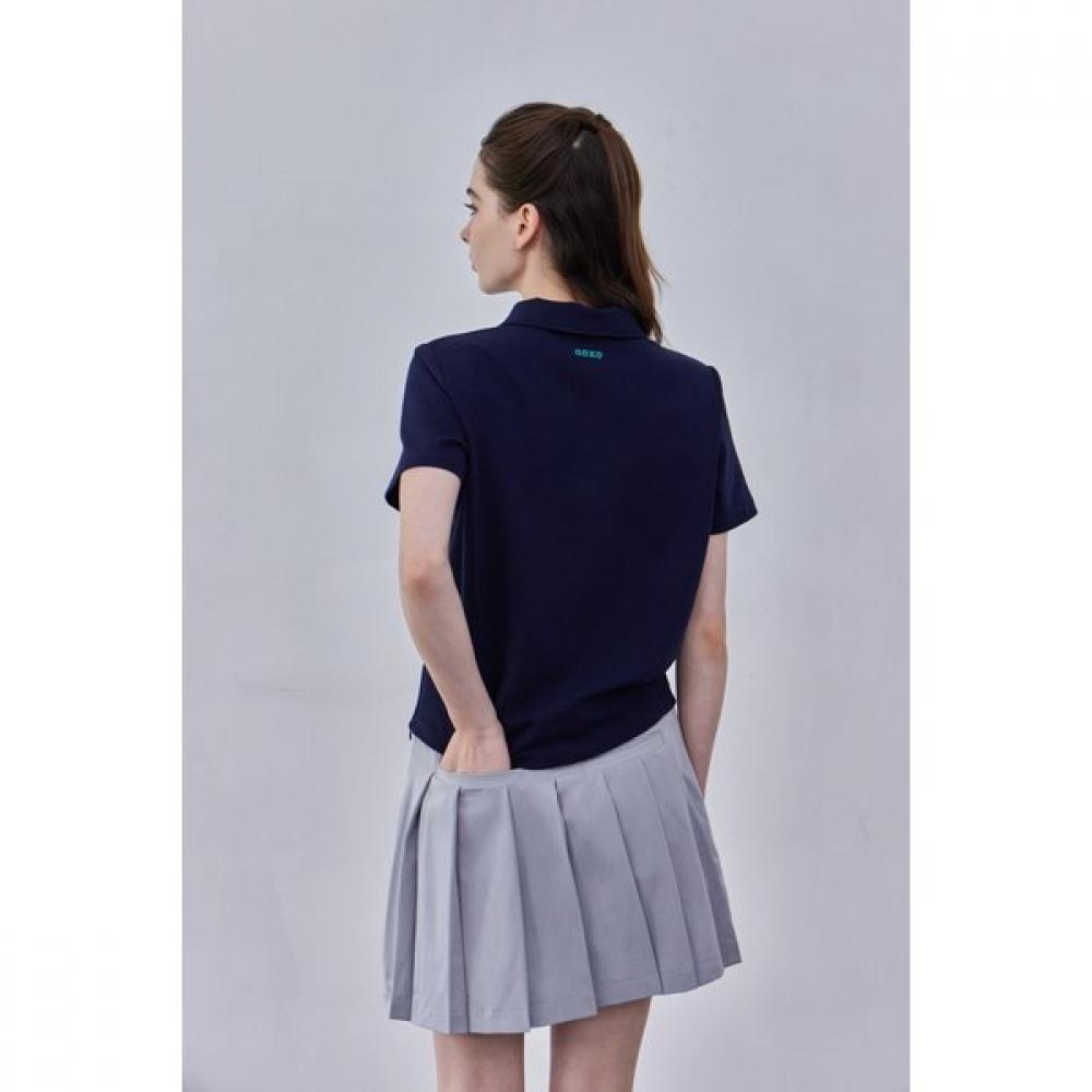 Goxo Gray Back Pleats Slit Skirt